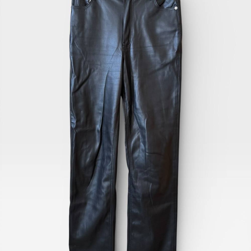 Zara women’s Black Faux Leather Straight Jeans